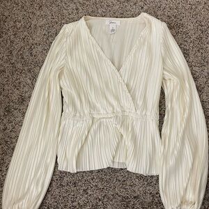 Cream Long Sleeve Blouse